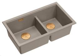 Quadri Newport II Duplo Taupe Granito Embutido Pia 702 x 390 mm com Plug de Cobre 1208971377
