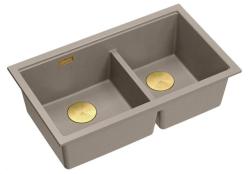 Quadri Newport II Dupla Pia de Granito Taupe Embutida 702 x 390 mm com Plugue Dourado 1208971382