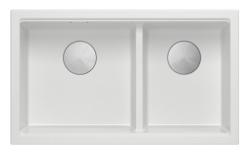 Quadri Newport II Pia Dupla em Granito Branco 702 x 390 mm com Plug de Aço Inoxidável 1208971383