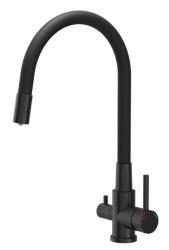 Torneira de cozinha Quadri Selene Preta 3 vias com bico flexível e conexão extra para água filtrada 1208971406