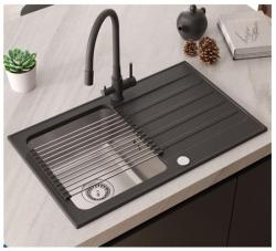 Torneira de cozinha Quadri Selene Preta 3 vias com bico flexível e conexão extra para água filtrada 1208971406