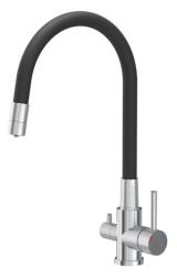 Torneira de Cozinha Quadri Selene RVS 3-vias com bico flexível e conexão extra para água filtrada 1208971407