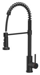 Torneira de cozinha Quadri Redwick preta com bico semi-flexível e chuveiro com 2 tipos de jato mais função de parada de água 1208971410