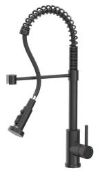 Torneira de cozinha Quadri Redwick preta com bico semi-flexível e chuveiro com 2 tipos de jato mais função de parada de água 1208971410