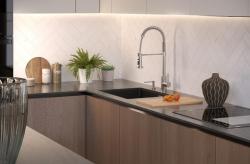 Quadri Redwick torneira de cozinha em aço inoxidável com saída semi-flexível e duche com 2 tipos de jato mais função de parada de água 1208971411