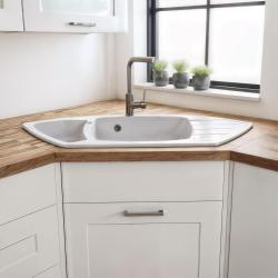 Graniteland Monte Pia de Canto em Granito Branco de montagem superior 901x538mm com Plug de Aço Inoxidável 1208971415