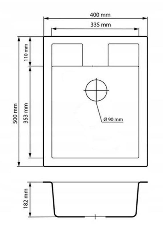 Graniteland Prest Bacia de enxágue em granito bege Tapwing com furo para torneira de montagem 400x500mm com Plugue de Aço Inoxidável 1208971422