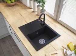 Graniteland Nex Pia de granito preto com área de escorrimento 574x464 mm 1208971428