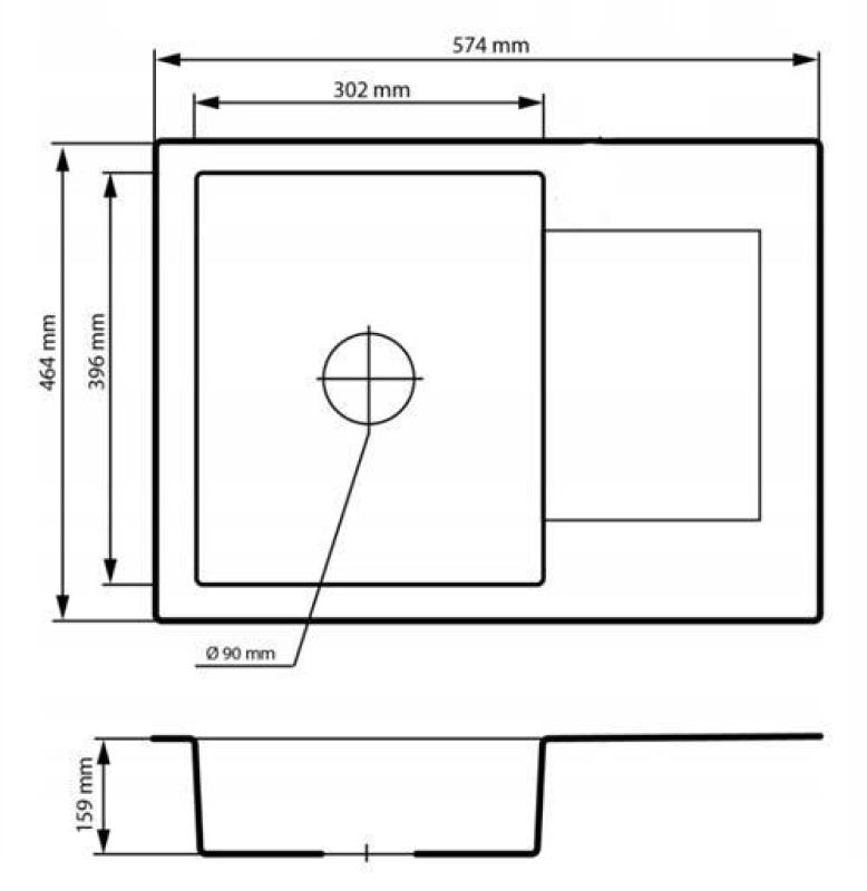 Graniteland Nex Pia de granito branco com área de escorrimento 574x464 mm 1208971430