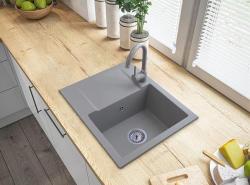 Graniteland Nex Pia de granito cinza com área de escorrimento 574x464 mm 1208971431