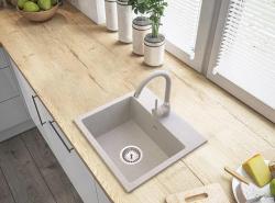Graniteland Nera Pia de Granito 45x42 cm Bege de Embutir com Furo para Torneira e Plug de Aço Inoxidável 1208971434