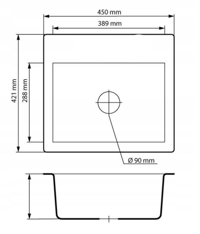Graniteland Nera Pia de Granito 45x42 cm Branco Superior com Furo para Torneira e Plugue de Aço Inoxidável 1208971435