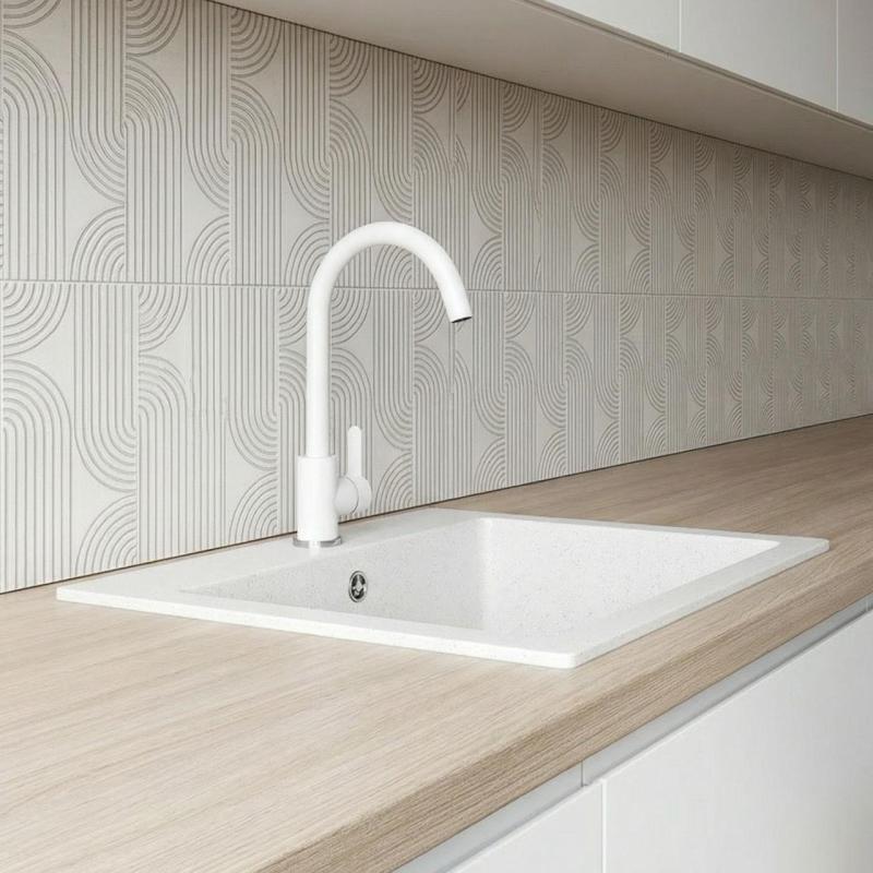 Graniteland Nera Pia de Granito 45x42 cm Branco Superior com Furo para Torneira e Plugue de Aço Inoxidável 1208971435