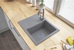 Graniteland Nera Pia de Granito 45x42 cm Construção Cinza com Furo para Torneira e Plugue de Aço Inoxidável 1208971436