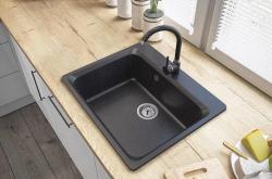 Graniteland Vastone Pia de Granito 619x522 mm Aparência de Ardósia Azul Construção com Furo para Torneira e Plugue de Aço Inoxidável 1208971442