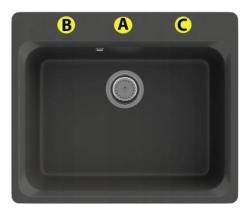 Graniteland Vastone Pia Granito 619x522 mm Preto com Furo para Torneira e Plugue de Aço Inoxidável 1208971443