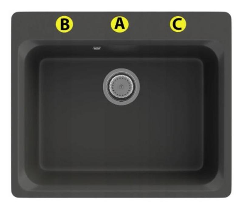 Graniteland Vastone Pia Granito 619x522 mm Preto com Furo para Torneira e Plugue de Aço Inoxidável 1208971443