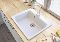Graniteland Vastone Pia de Granito 619x522 mm Branco com Furo para Torneira e Plugue de Aço Inoxidável 1208971445