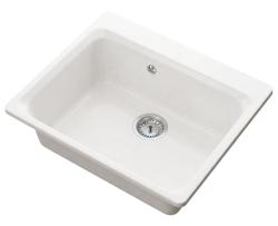 Graniteland Vastone Pia de Granito 619x522 mm Branco com Furo para Torneira e Plugue de Aço Inoxidável 1208971445
