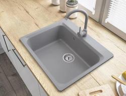 Graniteland Vastone Pia de Granito 619x522 mm Cinza com Orifício para Torneira e Plug de Aço Inoxidável 1208971448