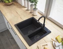 Graniteland Adda Granito preto 1.5 Pia de instalação 600x495mm 1208971454