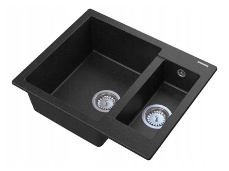 Graniteland Adda Granito preto 1.5 Pia de instalação 600x495mm 1208971454