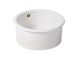 Ausmann Ceramic Ember Pia Cerâmica Redonda Branca de Instalação Superior e Inferior com Plugue Dourado 1208971461