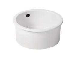 Ausmann Ceramic Ember Pia Cerâmica Redonda Branca de Embutir e Sobrepor com Plugue Preto 1208971464
