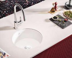 Ausmann Ceramic Ember Pia Cerâmica Redonda Branca de Embutir e Sobrepor com Plugue Branco 1208971465