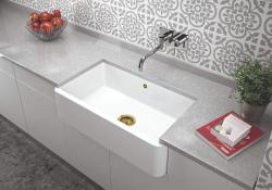 Ausmann Ceramic Mira Pia Cerâmica Branca - Embutida e Intermediária 795 x 460 mm com Plugue Dourado 1208971466