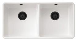 Ausmann Ceramic Mira Cerâmica Branco Duplo Lavatório - Embutido e Intermediário 890 x 456 mm com Plugues Pretos 1208971474