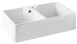 Ausmann Ceramic Mira Pia Cerâmica Branca Dupla - Embutida e Intermediária 793 x 450 mm com furo para torneira e plugue de cobre 1208971477
