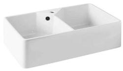 Ausmann Ceramic Mira Pia Dupla Cerâmica Branca - Embutida e Intermediária 793 x 450 mm com furo para torneira e plugue de metal cor de arma 1208971478