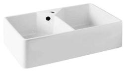 Ausmann Ceramic Mira Pia Cerâmica Dupla Branca - Embutida e Intermediária 793 x 450 mm com furo para torneira e plugue preto 1208971479