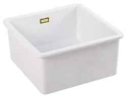 Ausmann Ceramic Ember Pia Cerâmica Quadrada Branca de Embutir e Sobrepor 40 x 40 cm com Plugue Dourado 1208971481