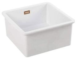 Ausmann Ceramic Ember Pia Cerâmica Quadrada Branca de Embutir e Sobrepor 40 x 40 cm com Plugue de Cobre 1208971482