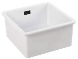 Ausmann Ceramic Ember Pia Cerâmica Branca Quadrada de Embutir e de Sobrepor 40 x 40 cm com Plugue Preto 1208971484