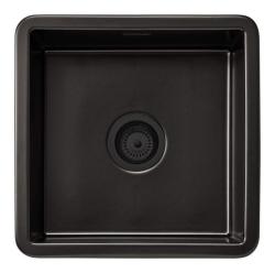 Ausmann Ceramic Ember Pia Quadrada de Cerâmica Preta Embutida e de Superfície 40 x 40 cm com plugue preto 1208971489
