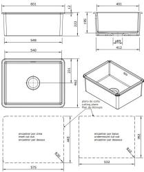 Ausmann Ceramic Ember Pia Cerâmica Branca - Montagem Superior e Inferior 54 x 40 cm com plugue de metal Gun 1208971493