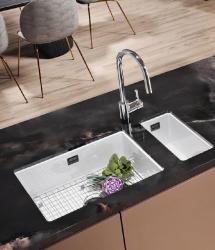 Ausmann Ceramic Ember Bacia Semi Cerâmica Branca de Embutir e Sobrepor 174 x 400 mm com Plugue de Metal Arma 1208971503