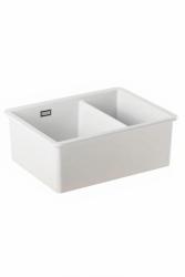 Ausmann Ceramic Ember Pia de Cerâmica Branca e Meia de Embutir e Sobrepor 535 x 400 mm com Plugues Pretos 1208971509