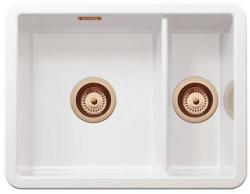 Ausmann Ceramic Ember Pia Cerâmica Branca de Uma e Meia Montagem Superior e Inferior 495 x 370 mm com Plugues de Cobre 1208971514