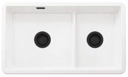Ausmann Ceramic Ember Pia de Cerâmica Branca e Meia Embutida e de Superfície 733 x 401 mm com Plugues Pretos 1208971521