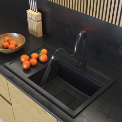 Graniteland Seta Granito preto ardósia Pedra dura Bacia de instalação 80x50 cm 1208971619