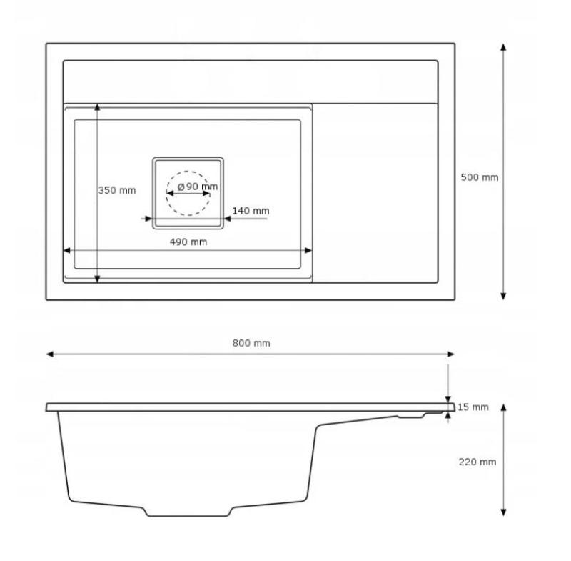 Graniteland Seta Granito Cinza Pia de embutir 80x50 cm 1208971621