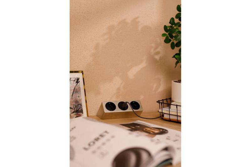 Tomada de móveis SOFITO, 2xSHUKO, USB A+C, cabo 1,5 m, aço inoxidável