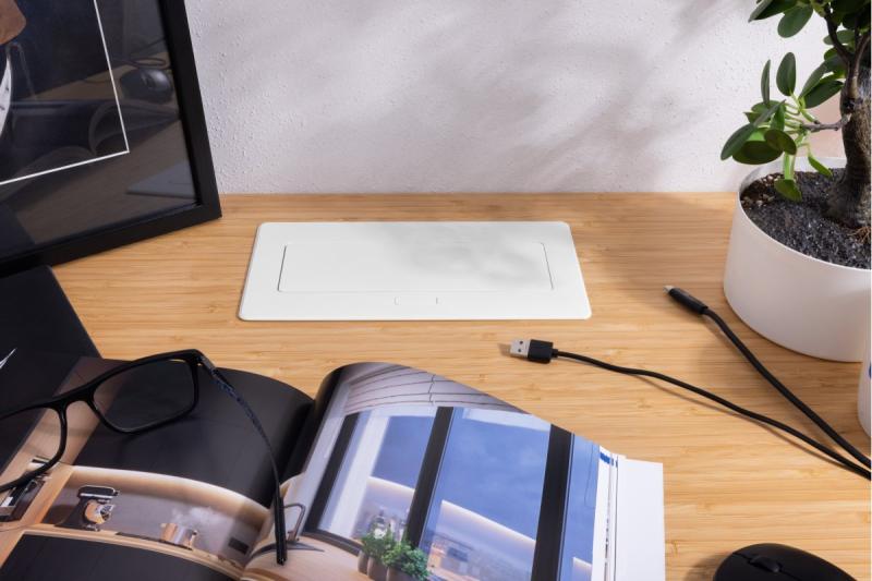 Tomada de móveis MULTISOFT, 2xSCHUKO, USB A+C, RJ45, cabo 1,5 m, branco