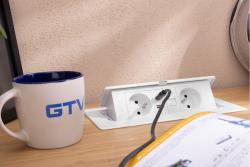 Tomada de Móveis MULTISOFT 2x Tomada com Aterramento, USB A+C, RJ45, Cabo de Alimentação com Plugue, Branco