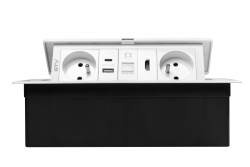 Tomada de Móveis MULTISOFT 2x Tomada com Aterramento, USB A+C, RJ45, HDMI, Cabo de Alimentação com Plugue, Branco