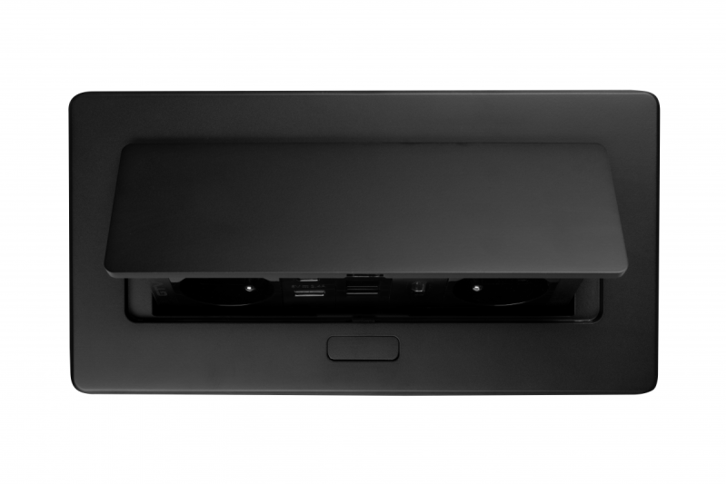 MULTISOFT tomada para móveis 2x Tomada com Aterramento, USB A+C, RJ45, HDMI, Cabo de Alimentação com Plugue, Preto